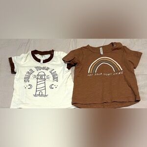 Rylee + Cru Baby Size 3-6 month lot two short sleeve tops neutral cotton tees